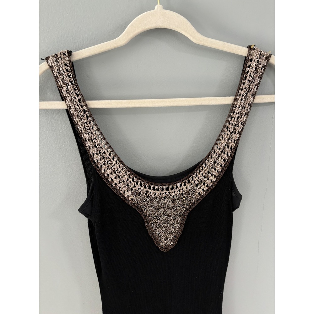 Bebe Maxi‎ Dress Crochet Trim Sleeveless Evening Party Dress S/P